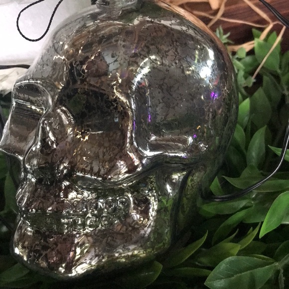 Pottery Barn Spooky Silver Mercury Style Warm Glow LED Light Up Skulls ππ· - Picture 5 of 17